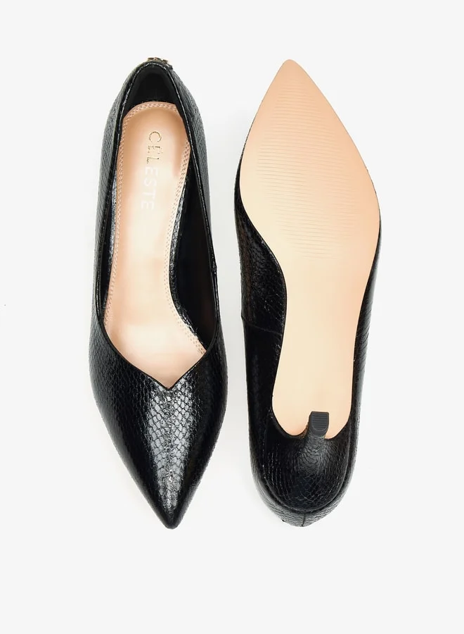 سيليست Women's Textured Pointed Toe Pumps with Stiletto Heels