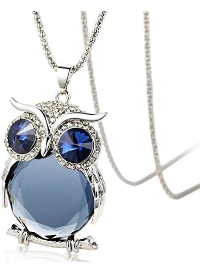 Diamond Crystal Big Owl Necklaces And Pendants Sweater Chain Jewelry  - Image 2