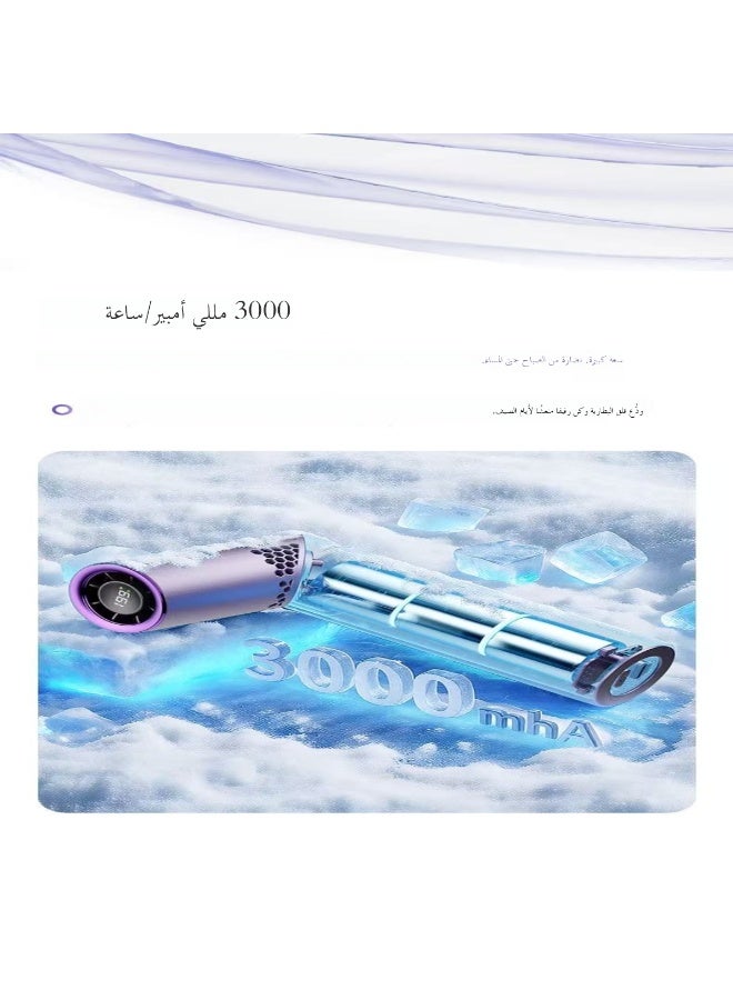 مروحة يدوية محمولة قابلة للطي، 3000 مللي أمبير قابلة لإعادة الشحن مع وظيفة التبريد البارد، شاشة رقمية LED ب3 سرعات مروحة تبريد شخصية للصيف والسفر والمكتب - Image 2
