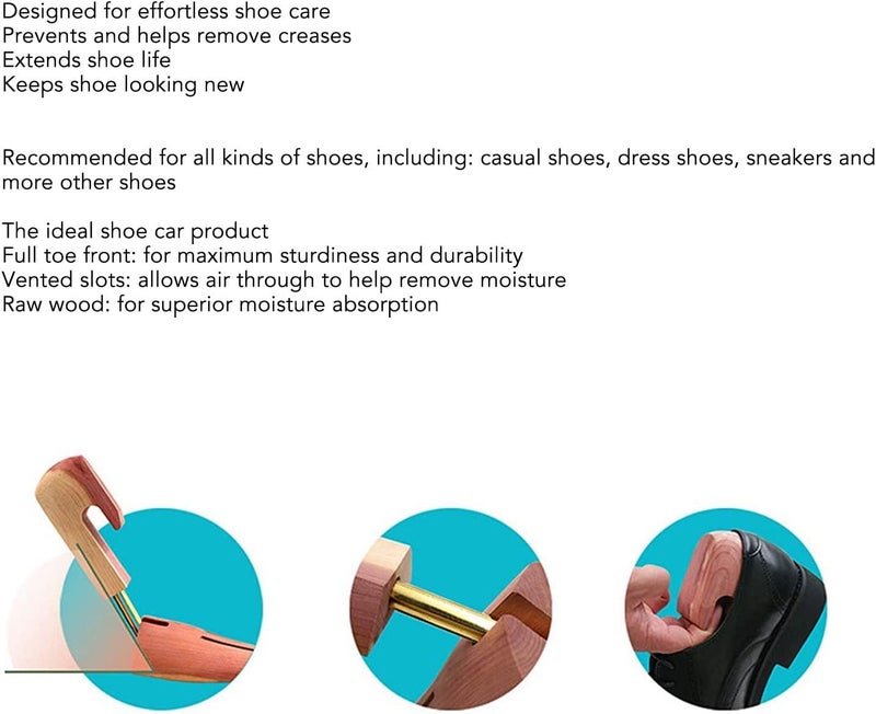 klarako Shoe Tree, Shoe Shape Extender, Wooden Shoe Stretcher, Shoe Trees for Men, Adjustable Cedar Shape Extender for Sneakers (US 7-8.5) - Image 3
