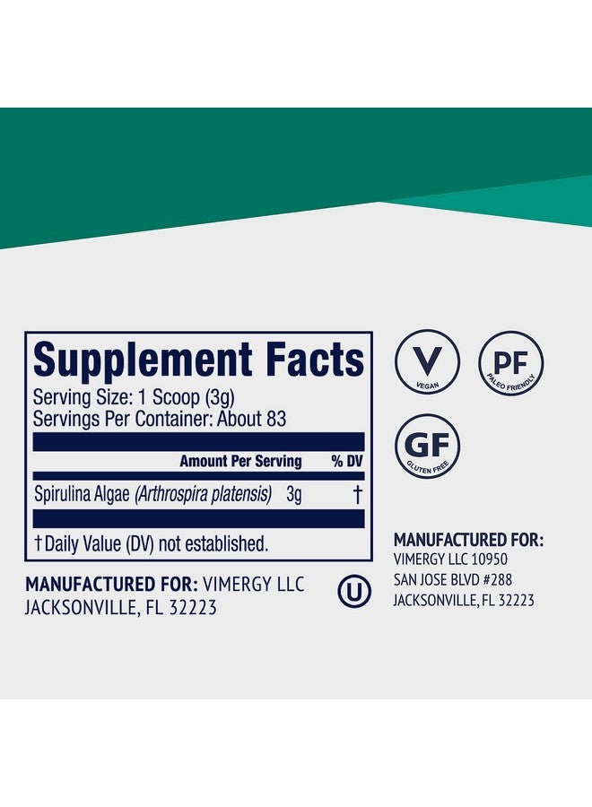 Vimergy Spirulina Powder - Concentrated Plant Protein Supports Immune Health & Cardiovascular Function - Vegan, Kosher, Gluten-Free - 250g - Image 4