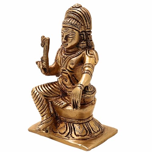 Bhunes Ayyapa Brass Idol Murti – Lord Ayyappan Sculpture, Temple Guardian, Folk Deity, Home Decor, Pooja, Spiritual Showpiece, South Indian Vigraha, Gold, 4 Inch, 1 Piece - Image 4