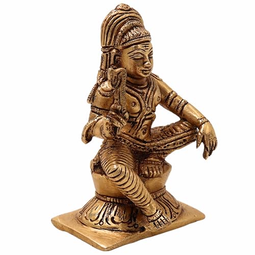 Bhunes Ayyapa Brass Idol Murti – Lord Ayyappan Sculpture, Temple Guardian, Folk Deity, Home Decor, Pooja, Spiritual Showpiece, South Indian Vigraha, Gold, 4 Inch, 1 Piece - Image 3
