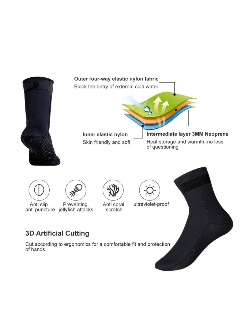 Excefore 3mm Sports Neoprene Water Socks, Anti-Slip Wetsuit Socks, Adjustable Velcro loop Strap, Suitable for Water Sports, Scuba Diving, Snorkeling, Swimming (L) - Image 3