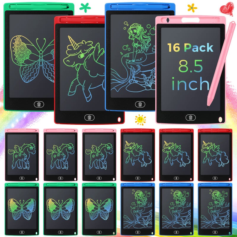 Epakh 16 PCS LCD Writing Tablet for Kids 85 Inch Reusable Writing Board Drawing Doodle Pad Gift for Girl Boy Toddlers Back to School Birthday Party FavorsBlue Green Pink Red - Image 2