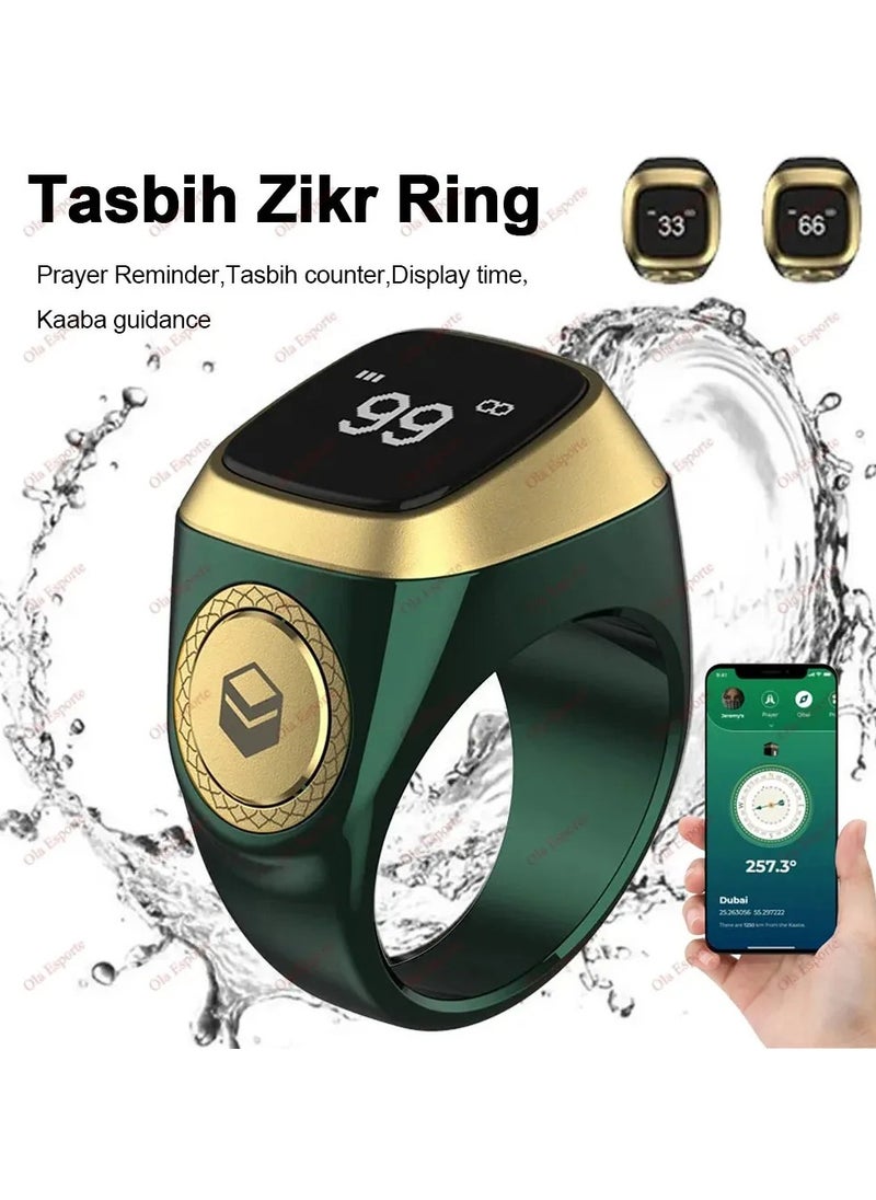 بستوش - خاتم ذكي للرجال مع خاصية عداد الأصابع وتذكير بأوقات الصلاة و5 تطبيقات لتتبع الصلاة مقاس 20 مم - Image 1