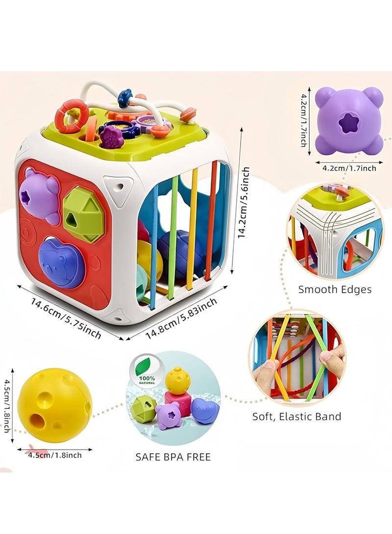 7 in 1 Multifunctional Baby toys, montessori toys for 1 year old,shape sorting box activity cube, Intelligence Educational Game Perfect Shapes Sorter Soft Cube Montessori Toy - Image 3