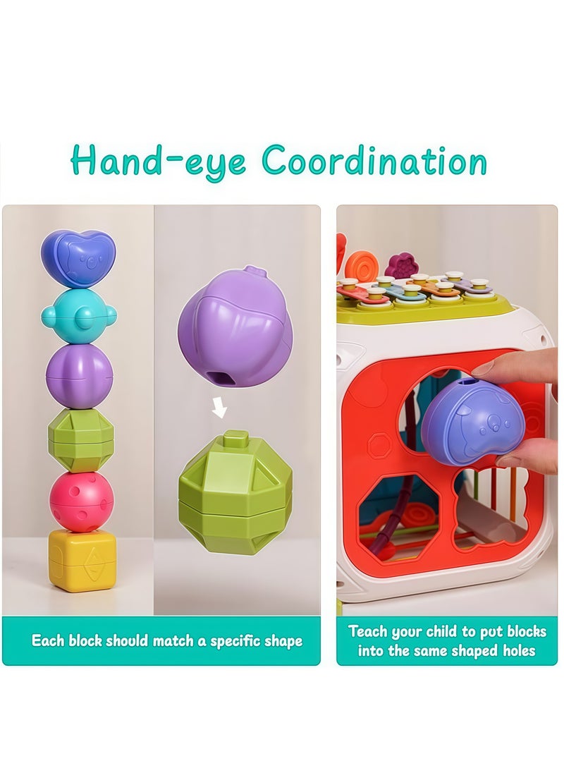 Generic - 7 in 1 Multifunctional Baby toys, montessori toys for 1 year old,shape sorting box activity cube, Intelligence Educational Game Perfect Shapes Sorter Soft Cube Montessori Toy - Image 1