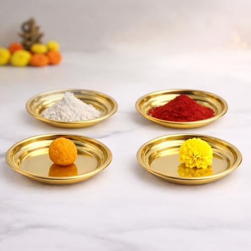 Spillbox Brass Deepak Diya Oil Lamp Plate for Home Temple Puja Articles Decor Gifts-RAM Plate (4) - Image 4