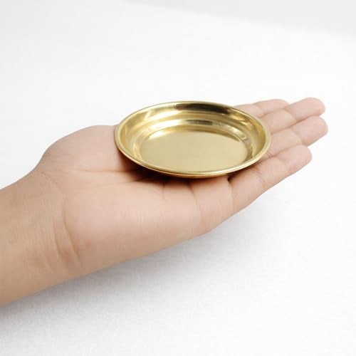 Spillbox Brass Deepak Diya Oil Lamp Plate for Home Temple Puja Articles Decor Gifts-RAM Plate (4) - Image 3
