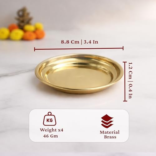 Spillbox Brass Deepak Diya Oil Lamp Plate for Home Temple Puja Articles Decor Gifts-RAM Plate (4) - Image 5