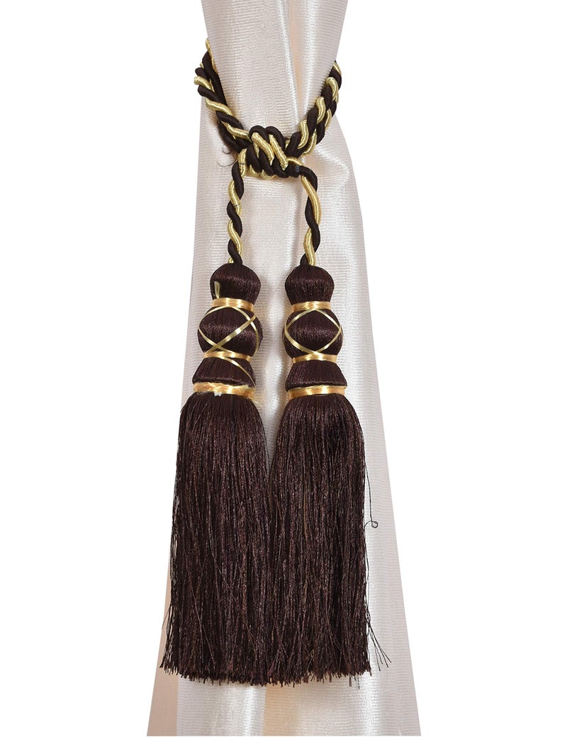 HFI Beautiful 4 Piece Curtain Tie Backs - Brown - Image 3