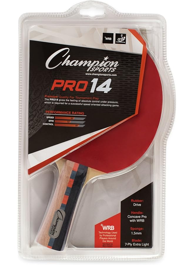 Champion Sports Pro Series Rubber Face Table Tennis Paddle Multiple Speed Ratings - Image 1