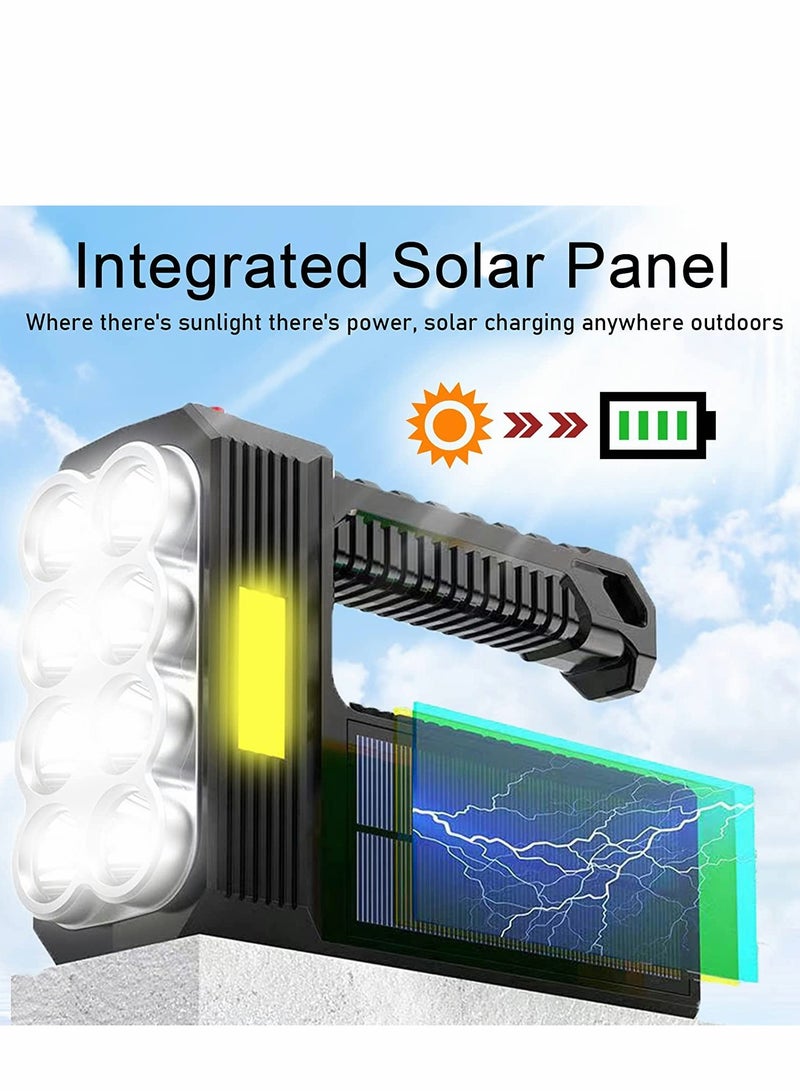 3000 Lumens Solar Rechargeable Handheld Flashlight LED Waterproof 1200 Mah Battery USB Fast Charging - Image 3