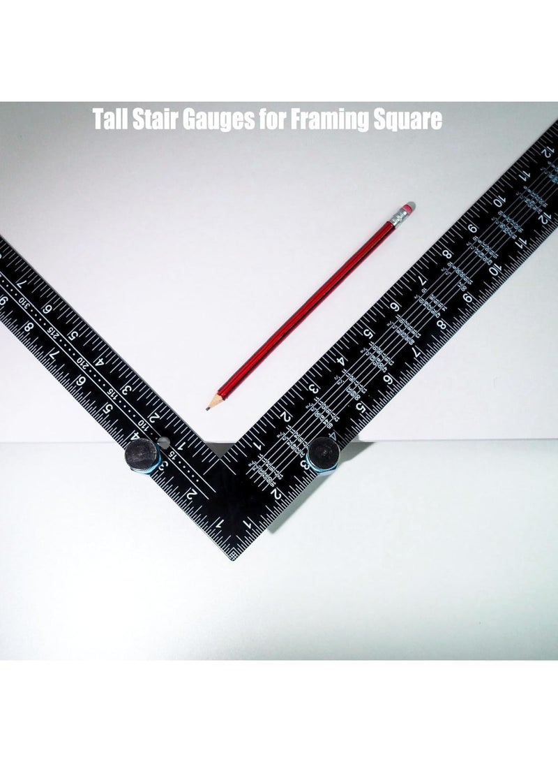Cobest Stair Gauges for Framing Square, Tall Stair Gauges with Holder and Rafter, Lengthen Anti-Lost Non-Slip Framing Square Stops, Stair Gauge Knobs for Circular Saw, Dark Blue - Image 3