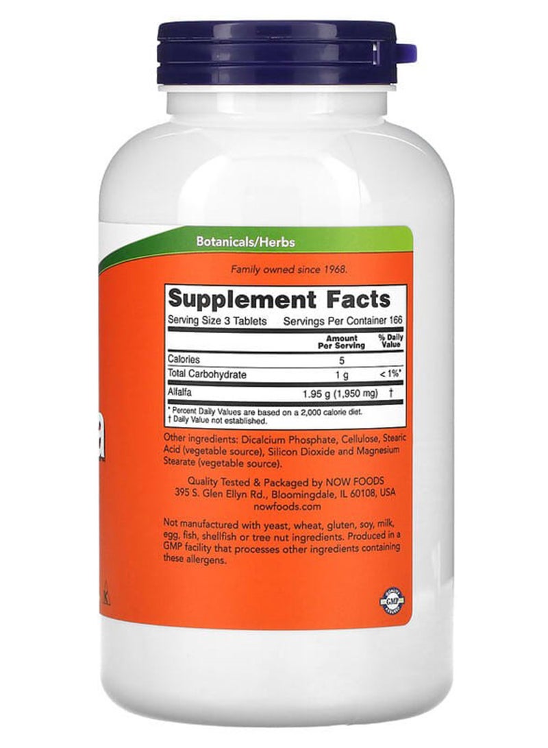 Now Foods Alfalfa Green Super Food - 500 Tablets - Image 2