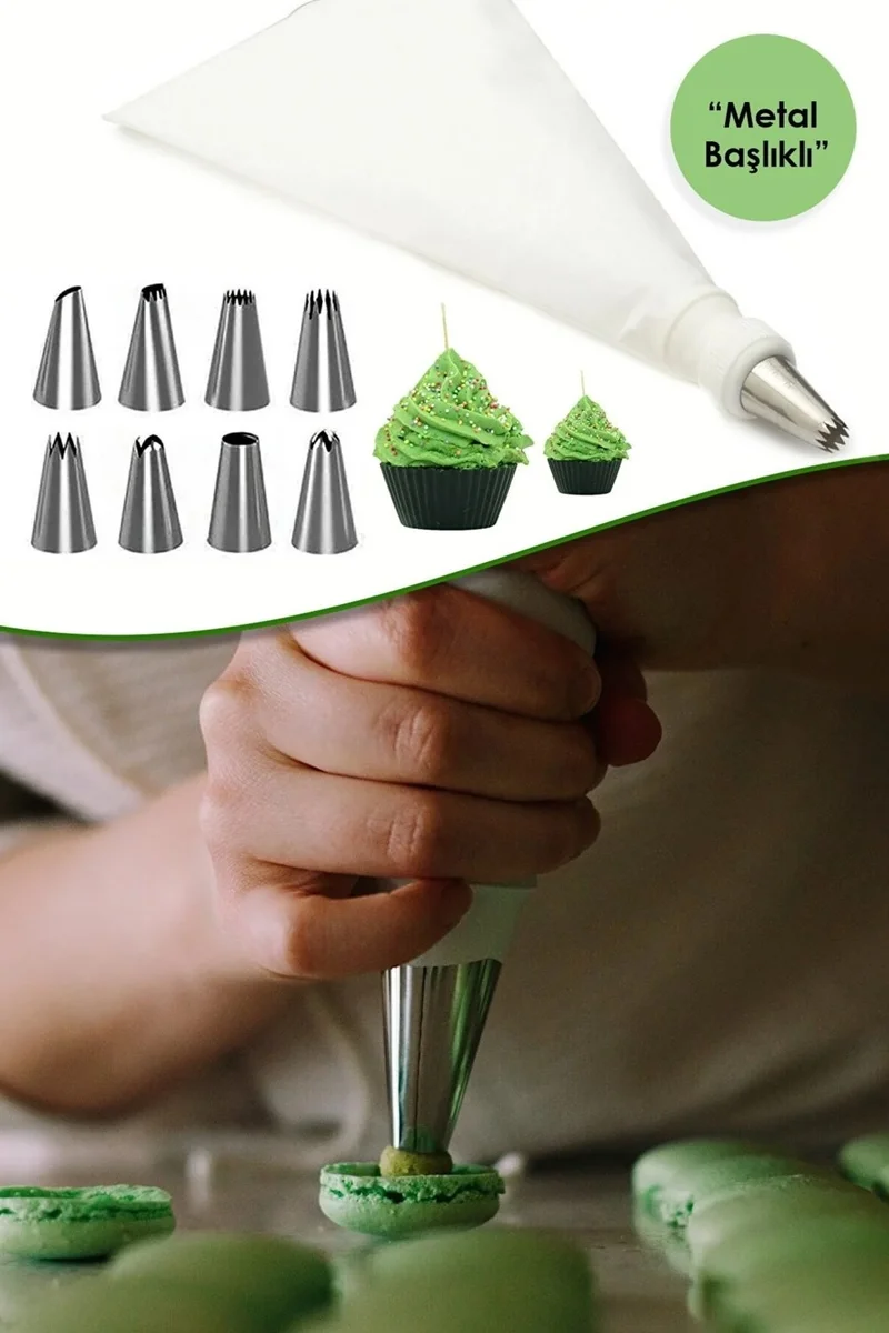 Safestore Cream Piping Bag Set 10 Pieces Pastry Cream Cake Decorating Bag with Stainless Steel Tip