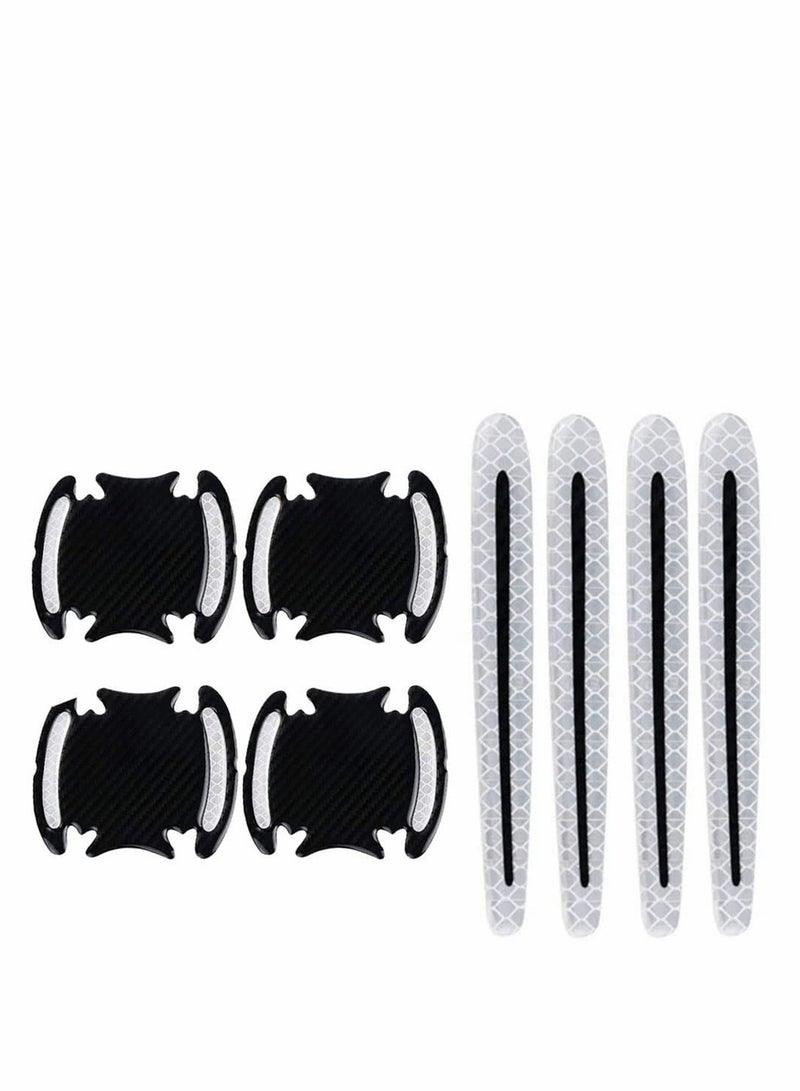 Universal Car Door Handle Reflective Stickers Scratch Protection Film with Safety Strips 8 Pack - Image 1