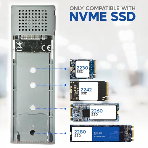 TAG NVMe M.2 SSD Enclosure, USB 3.1 Gen 2 Type-C 10Gbps, Tool-Free SSD External Case, Supports 2230/2242/2260/2280 PCIe Nvme, Portable Metal Body, Plug & Play, Upto 4TB, for Windows/Mac/Linux/Android - Image 3