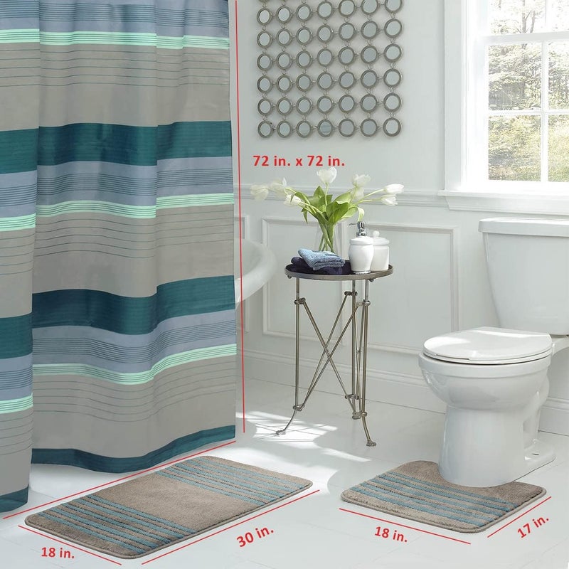 كرييتف هوم آيدياز مجموعة أفكار المنزل الإبداعية Bath Fusion Regent Stripe المكونة من 15 قطعة لستارة الحمام - Image 5