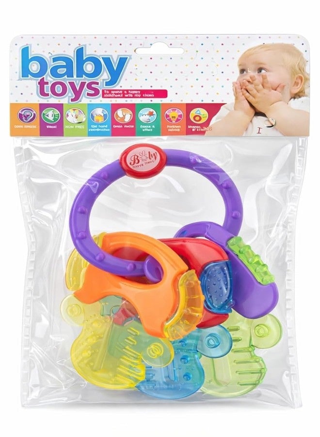 kddigz Silicone Baby Teether Ball with Rattle, BPA-Free Soft Chewable Sensory Toy, Textured Grasping Development Toy for Infants and Toddlers, 3+ Months (Teething Keys) - Image 1