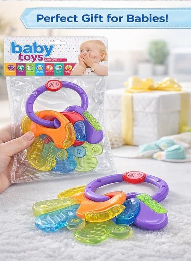 kddigz Silicone Baby Teether Ball with Rattle, BPA-Free Soft Chewable Sensory Toy, Textured Grasping Development Toy for Infants and Toddlers, 3+ Months (Teething Keys) - Image 2