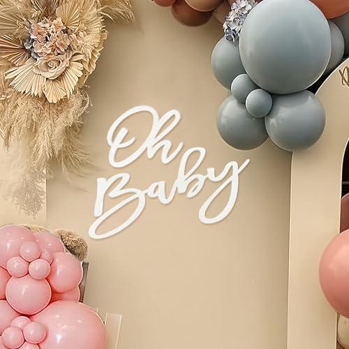 MASTRON Oh Baby Sign for Baby Shower Backdrop Felt Oh Baby Sign Party Banner Boy Girl Baby Shower Decorations Gender Reveal 1st Birthday Party Photography Background White - Image 1