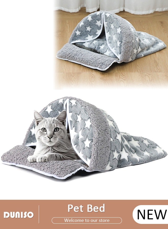 DUNISO Pet Bed, Washable Keep Warm Cat Nest, Cat Calming Bed, Closed Puppy Sleeping Nest, Windproof Cave Sleeping Nest Bed, Soft Indoor Pet House for Cat and Little Dog - Image 1
