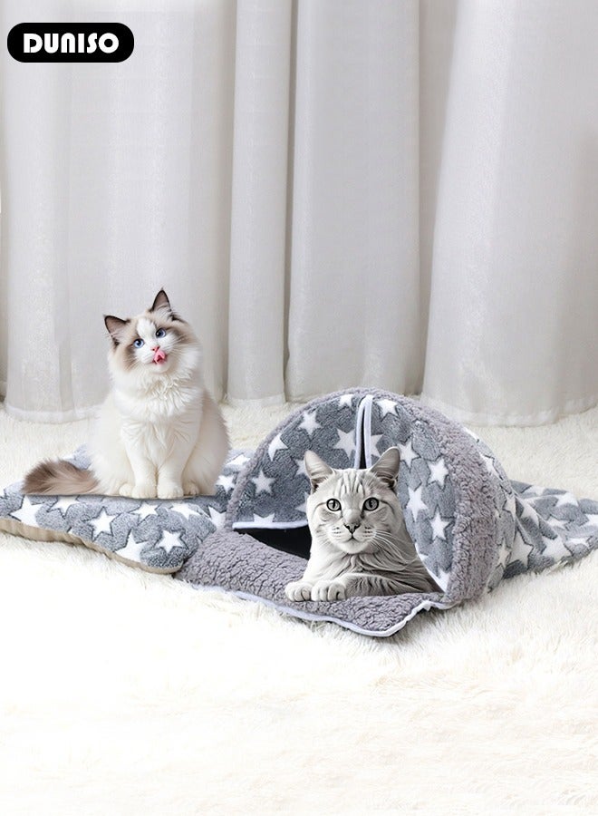 DUNISO Pet Bed, Washable Keep Warm Cat Nest, Cat Calming Bed, Closed Puppy Sleeping Nest, Windproof Cave Sleeping Nest Bed, Soft Indoor Pet House for Cat and Little Dog - Image 5
