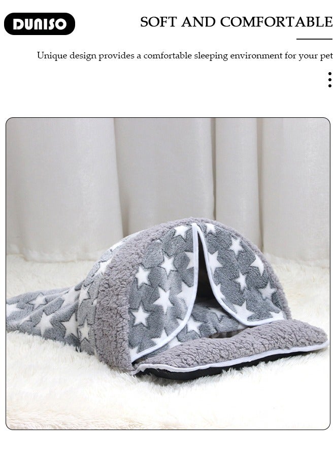 DUNISO Pet Bed, Washable Keep Warm Cat Nest, Cat Calming Bed, Closed Puppy Sleeping Nest, Windproof Cave Sleeping Nest Bed, Soft Indoor Pet House for Cat and Little Dog - Image 3