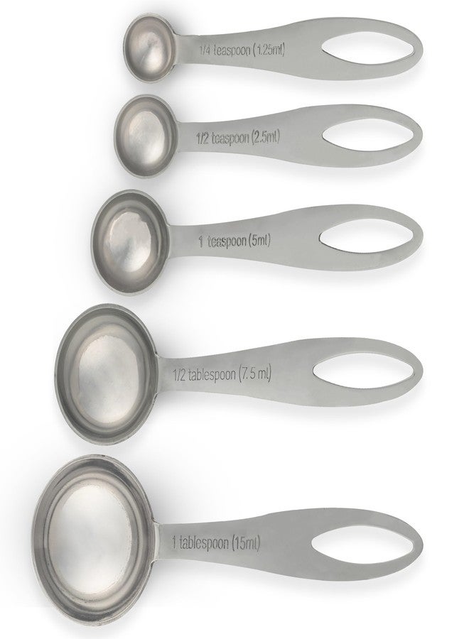 EHOMEA2Z 5-Piece Stainless Steel Measuring Spoon Set for Cooking and Baking, Heavy Duty, Fits in Spice Jars, Accurate for Dry and Liquid Ingredients - Image 2
