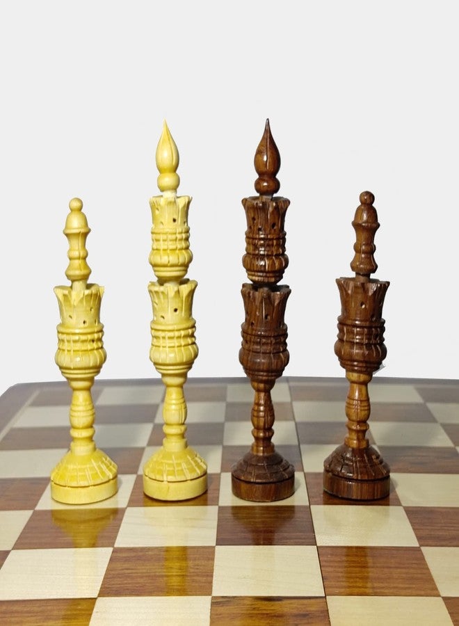 Enterro Wooden Chess Pieces Zinnia 4 inch - Hand Carved Chess Coins- Made of Sheesham Wood and Boxwood (Without Chess Board) (4" Carved) - Image 5