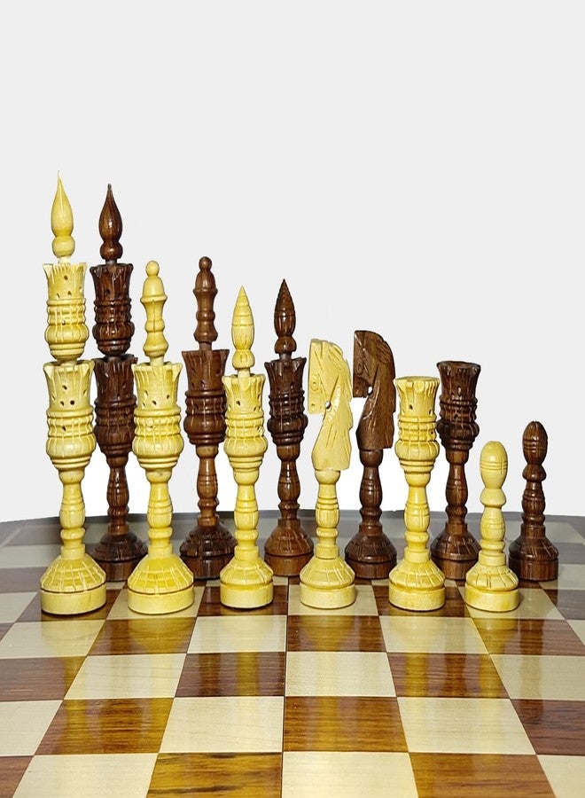 Enterro Wooden Chess Pieces Zinnia 4 inch - Hand Carved Chess Coins- Made of Sheesham Wood and Boxwood (Without Chess Board) (4" Carved) - Image 3
