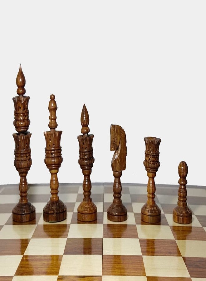 Enterro Wooden Chess Pieces Zinnia 4 inch - Hand Carved Chess Coins- Made of Sheesham Wood and Boxwood (Without Chess Board) (4" Carved) - Image 2