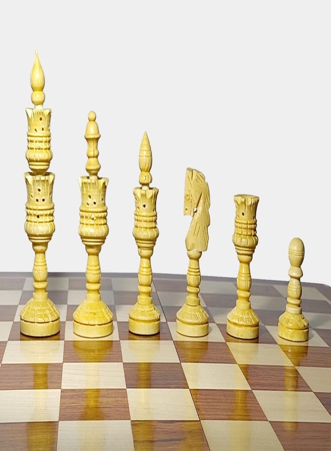 Enterro Wooden Chess Pieces Zinnia 4 inch - Hand Carved Chess Coins- Made of Sheesham Wood and Boxwood (Without Chess Board) (4" Carved) - Image 1