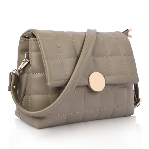 ADISA Women's Girls Quilted Cross Body Sling Bag with Height Adjustable Belt (SL5144) (Olive) - Image 1