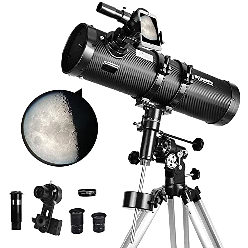 SOLOMARK Telescope 130EQ Newtonian Reflector Telescopes for Adults, Professional Telescopes for Adults Astronomy, Comes with 1.5X Barlow Lens Smartphone Adapter & 13% T Moon Filter - Image 1