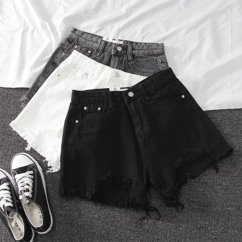 2023 Denim High Waist Korean Style Shorts Women'S Loose Ripped Chic Tassel A- Line Wide Leg Pants Trendy - Image 2