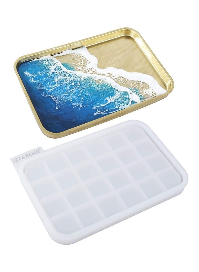 Loquat Resin Tray Mold Rectangle Rolling White 10.2 x 7inch - Image 1