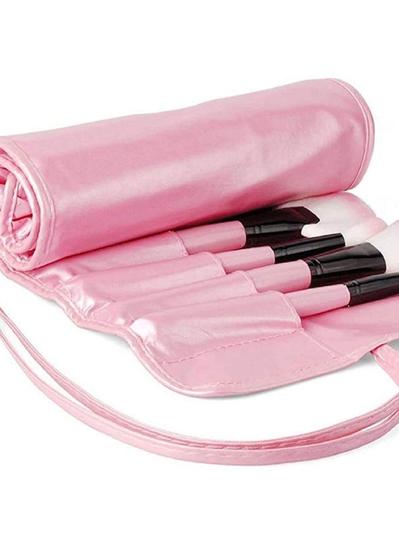MACPLUS Soft Bristle Makeup Brush Set with Storage Pouch- Pink, 24 Pieces - Image 2