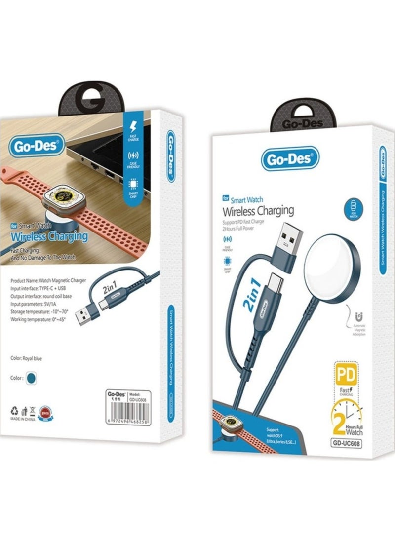 JAJEEK "GD-UC608 2-in-1 Wireless Fast Charging Cable for Apple Watch Series – PD & USB" - Image 4