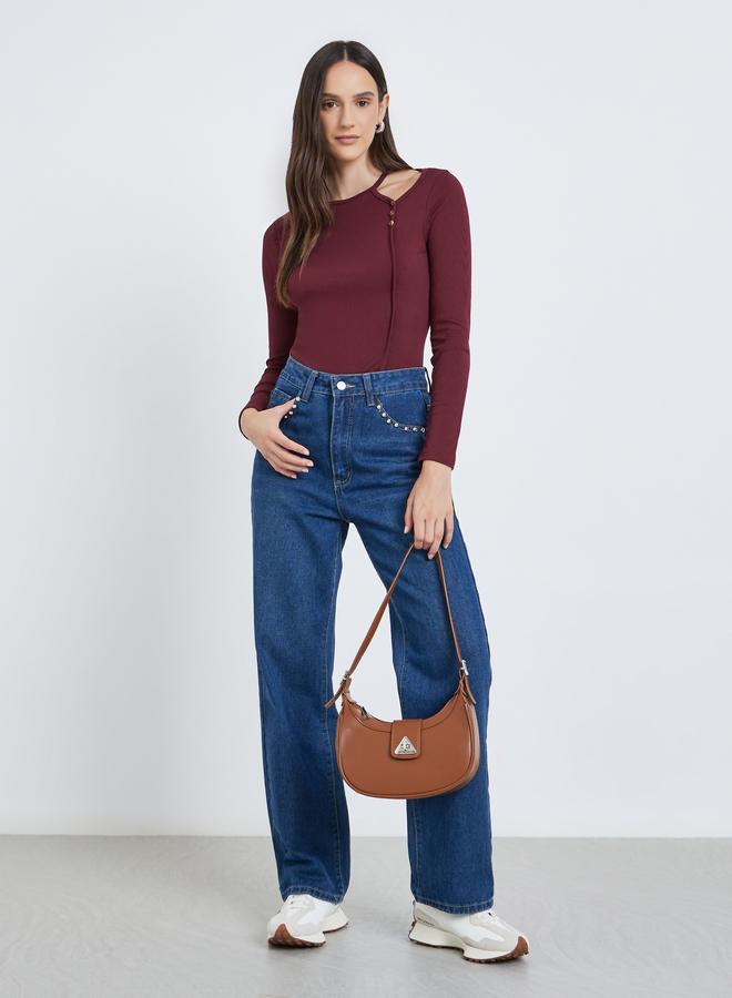 ستايلي بلوزة بتفاصيل مُضلعة وتفاصيل مفتوحة - Image 2