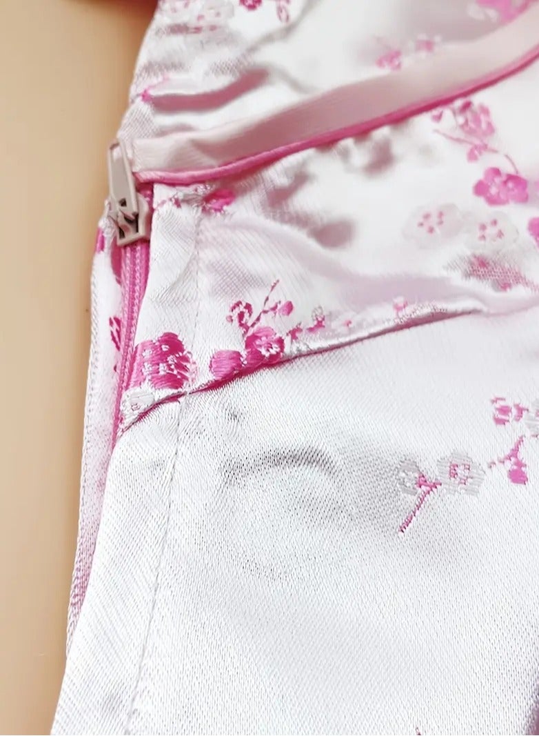 ارواق فستان شيونغسام للفتيات على الطراز القبلي، فستان صيني تقليدي من البوليستر بنمط هندسي، نسيج منسوج مع ياقة ماندرين لأكثر من 3 سنوات، هدية احتفالية لرأس السنة وعيد الميلاد باللون الوردي - Image 4