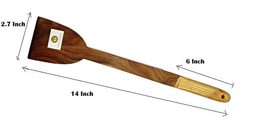 ARMAN SPOONS Believe in Quality Dosa Roti Spatula Genuine Teak Wood Cooking Spatula Ladles Wooden Spatula with Handle for Pan Nonstick 14 Inch Long - Image 2
