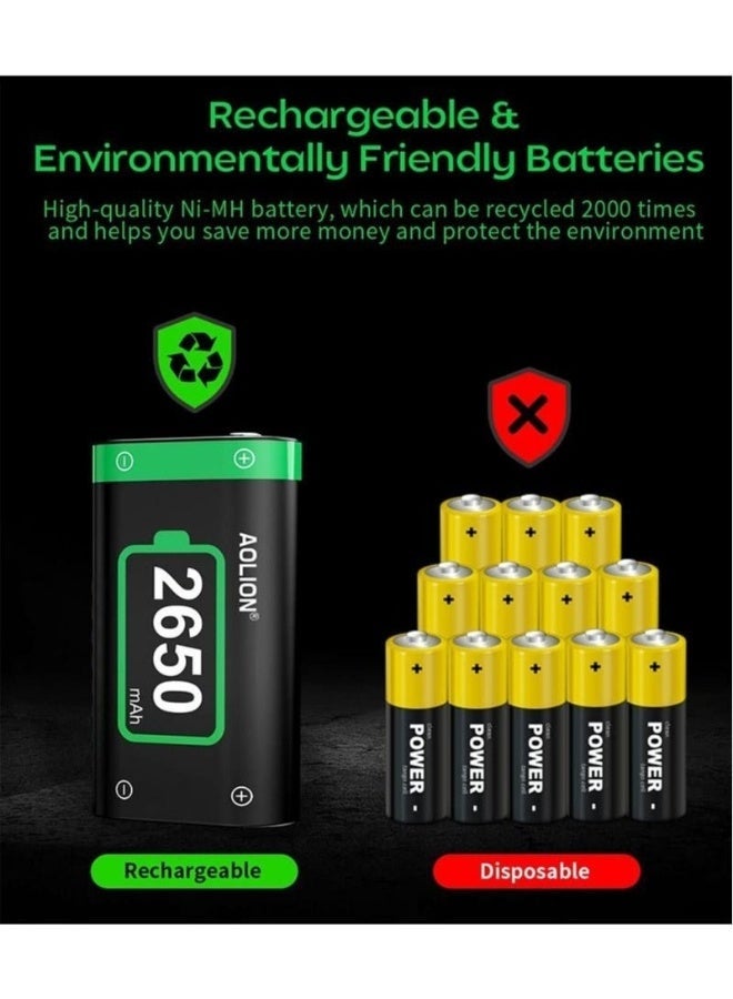 AOLION 2X Fast Charge Battery Pack For Xbox Controllers, 2x 2650mAh Rechargeable Battery + Fast Charger Station for Xbox One/Series X/Series S/Xbox One X|S/Xbox One Elite Wireless Controller Xbox Accessories - Image 5
