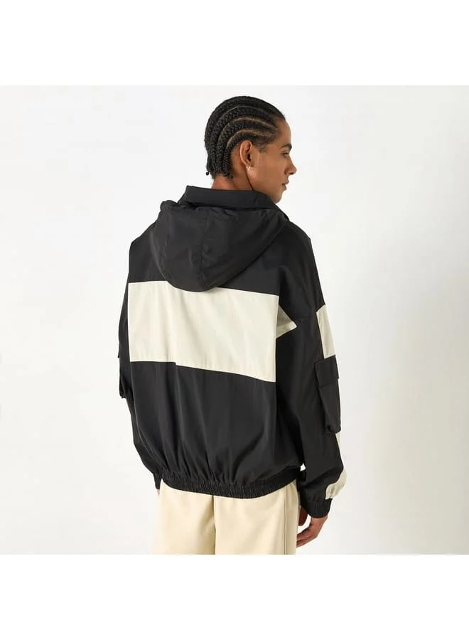 STARTER Starter Panel Detail Biker Jacket with Long Sleeves and Hood