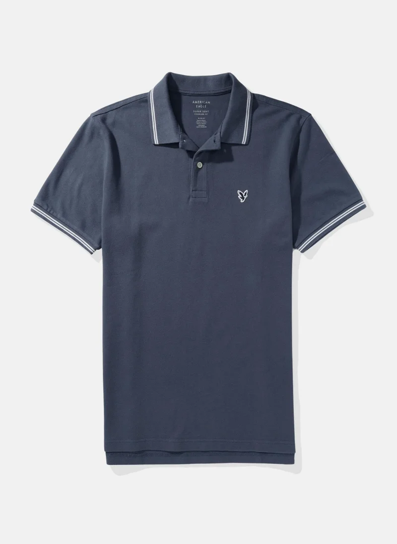 امريكان ايجل Collar Line Logo Detail Short Sleeve Polo Shirt