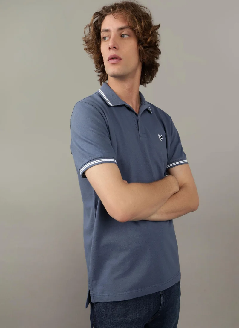 امريكان ايجل Collar Line Logo Detail Short Sleeve Polo Shirt