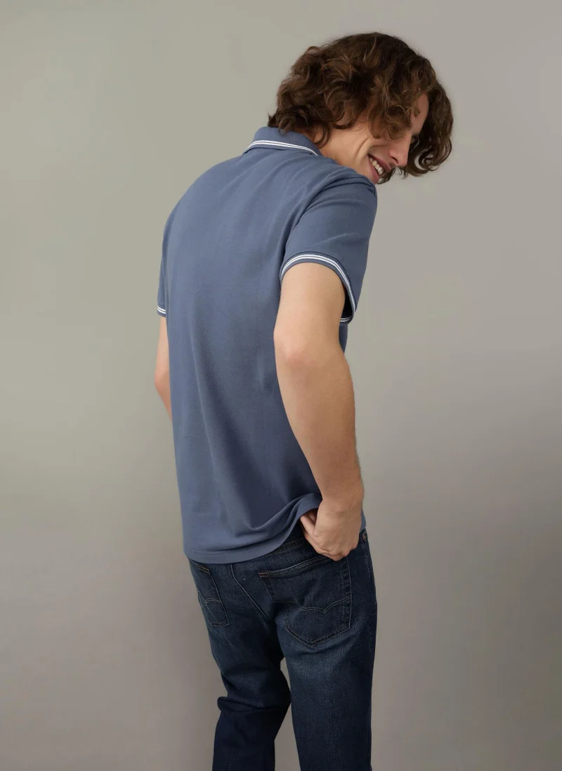 امريكان ايجل Collar Line Logo Detail Short Sleeve Polo Shirt