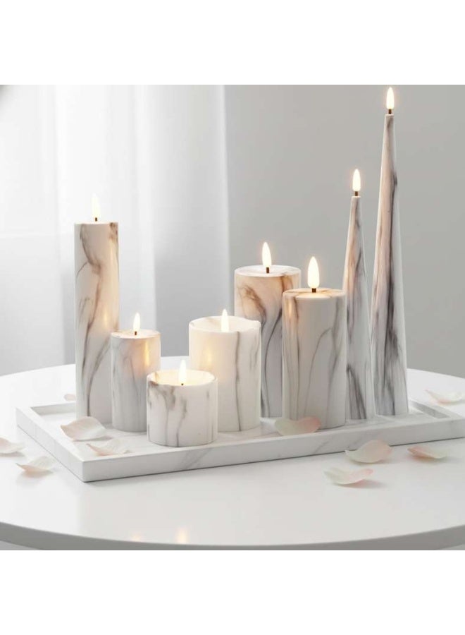 Pan Home Marbella LED Marbled Taper Candle - White - Image 3